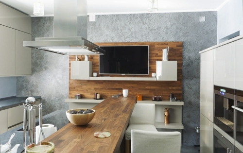 modern kitchen wood counter