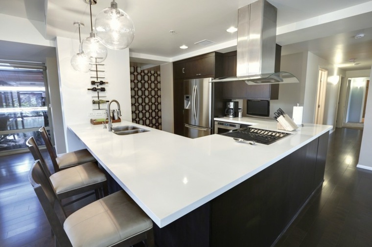 central island kitchen ikea black and white design idea layout lighting suspension hood hood