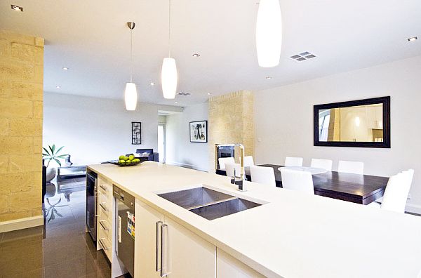 modern kitchen white lighting