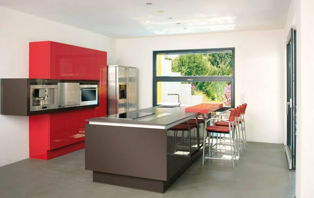 red gray modern kitchen