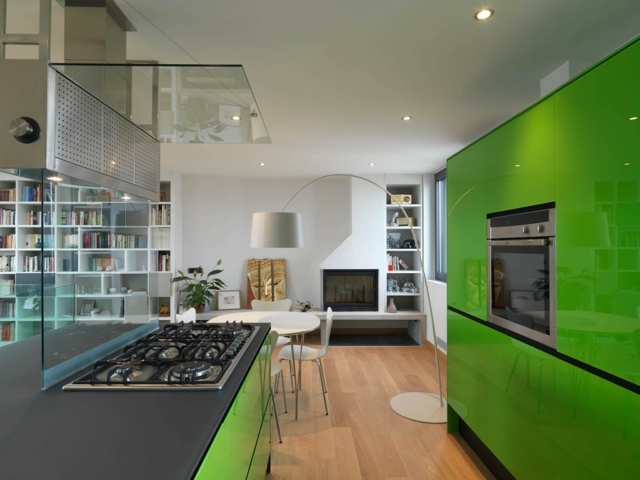 modern kitchen gray green