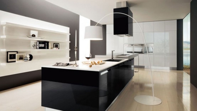 Modern-kitchen-original-idea-black-white-color-island-central