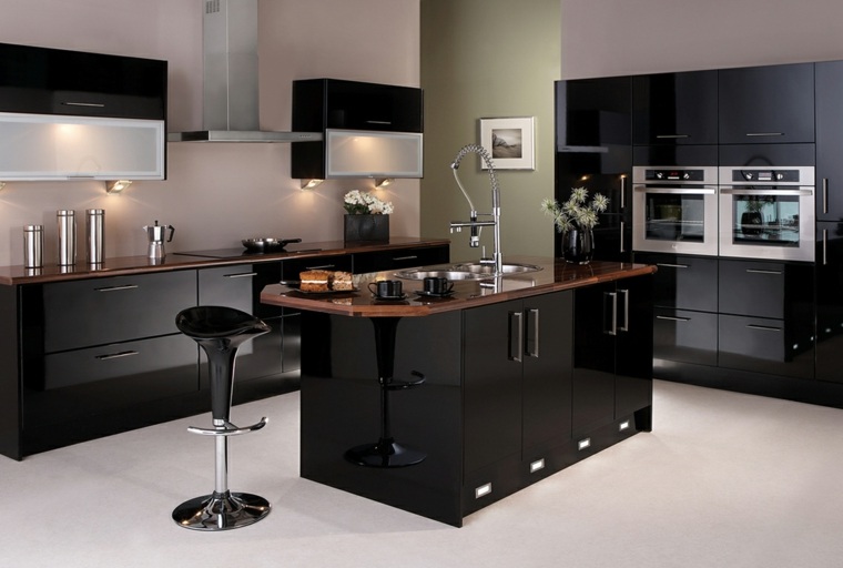 central island kitchen design modern stool deco wall oven idea