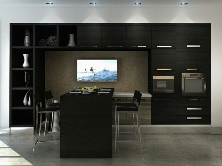 contemporary kitchen modern design black wood table