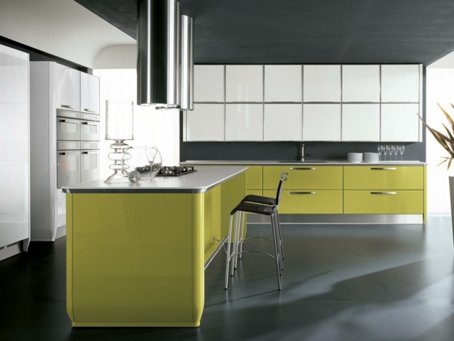 modern kitchen yellow steel