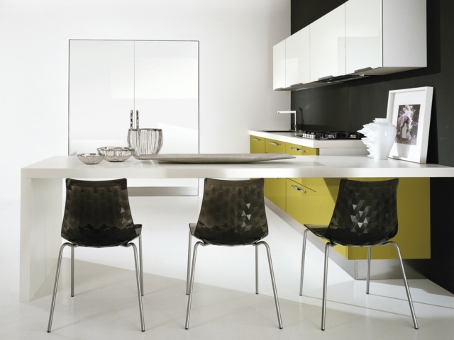 black yellow modern kitchen