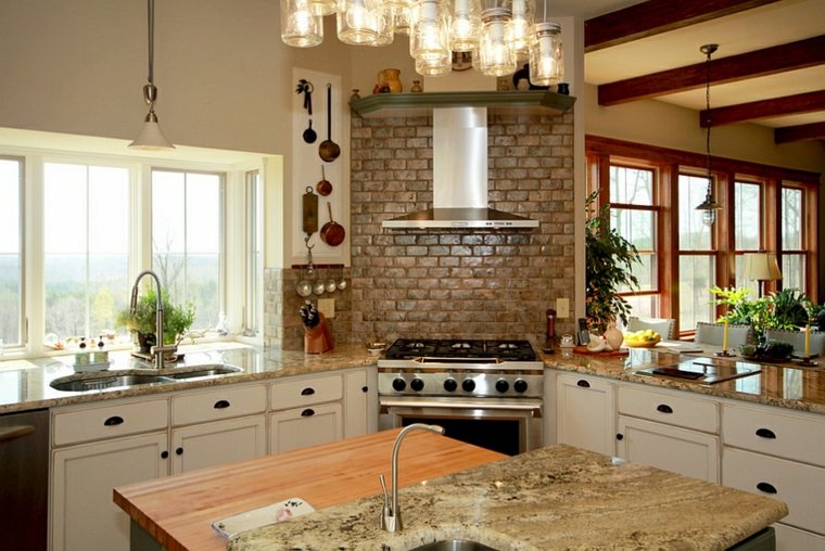 traditional style kitchen piano idea fixture hanging trend kitchen counter tendanca wall bricks