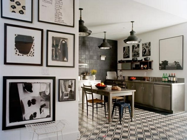 modern kitchen black white