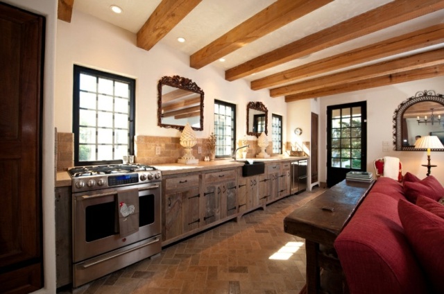 modern kitchen ceiling beams