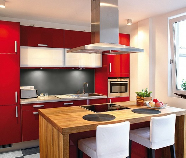 red modern kitchen