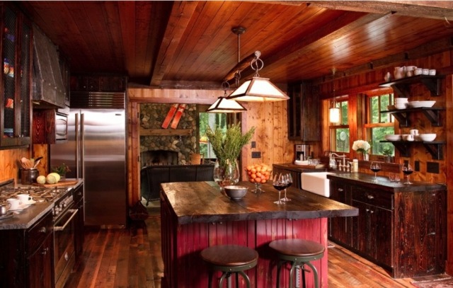 rustic modern kitchen dark wood