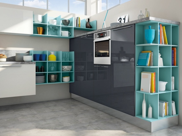 ultra modern multicolored kitchen