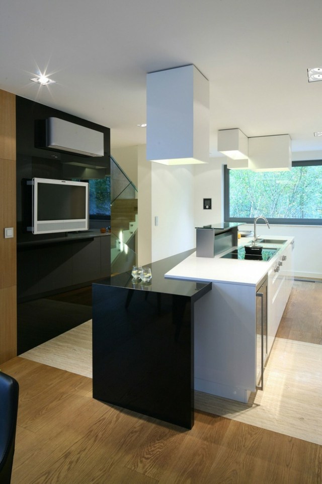 black kitchen white design