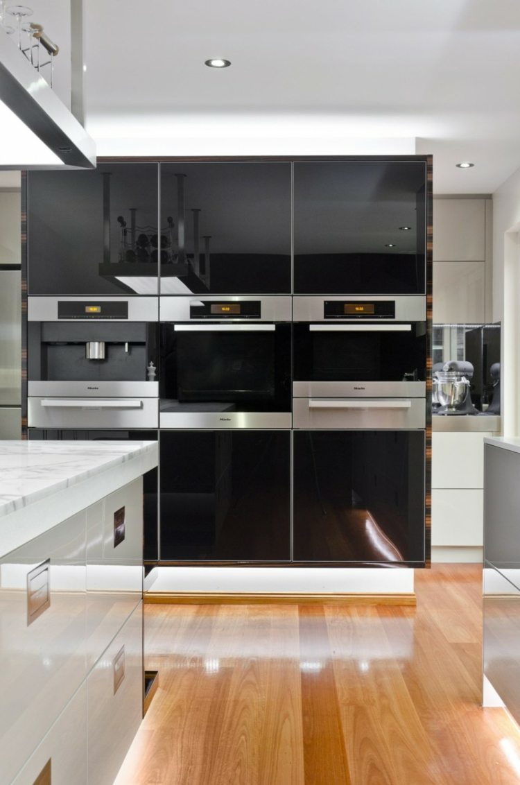 black and white kitchen laquered