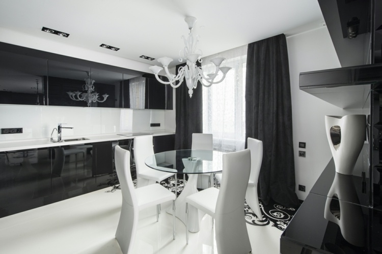 black and white kitchen