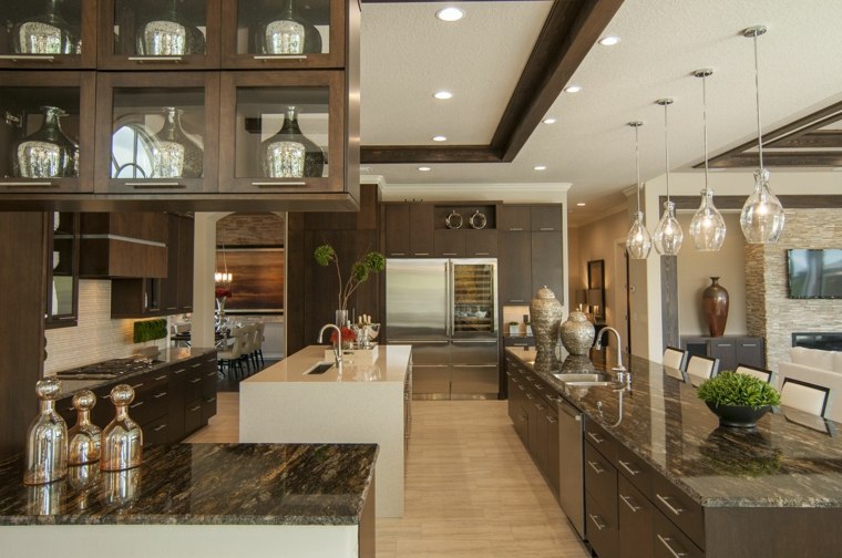 central island kitchen design light fixture hanging modern deco idea