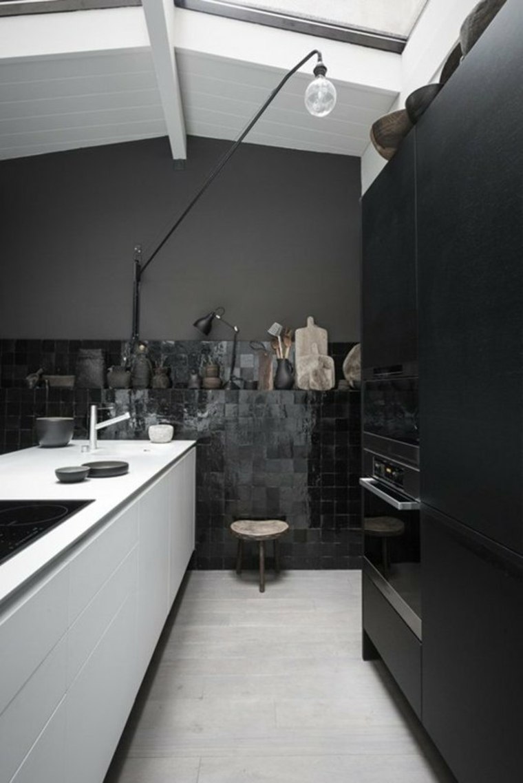 kitchen design parquet white modern furniture black central island