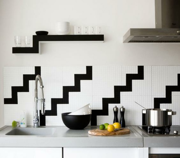 original wall tile white and black minimalist design idea