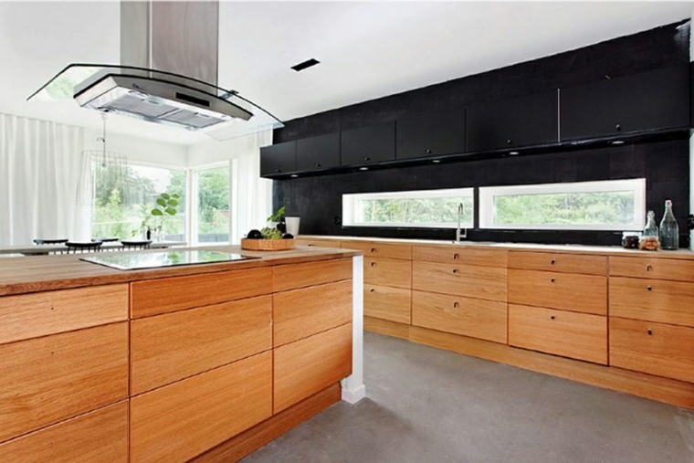 solid wood black modern kitchen