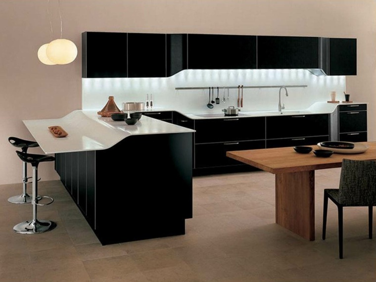 black kitchen lighting table wood idea arrange space