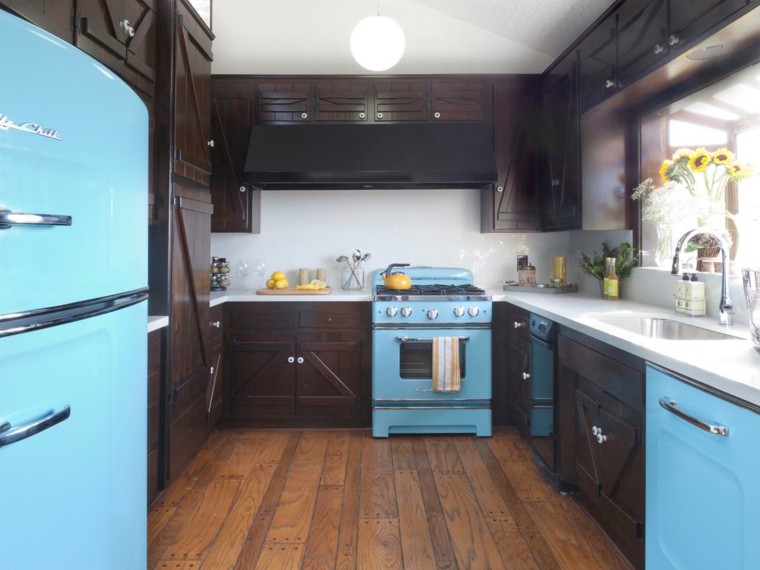 black and blue kitchen furniture