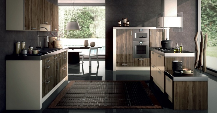 black wood kitchen arrange