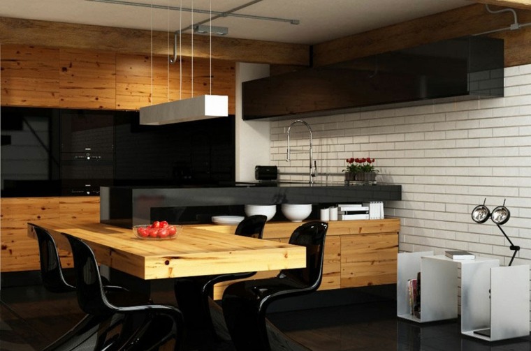 wood kitchen decoration in white