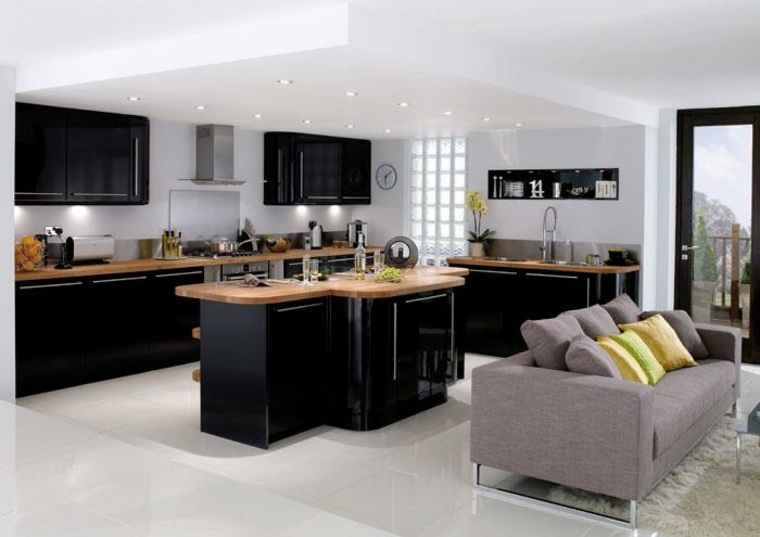 kitchen black island worktop wood