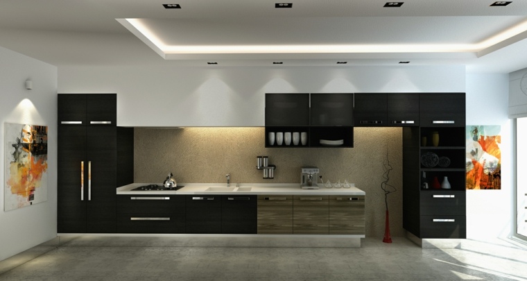 arrangement black kitchen and wood modern furniture black wooden deco wall design tiles gray