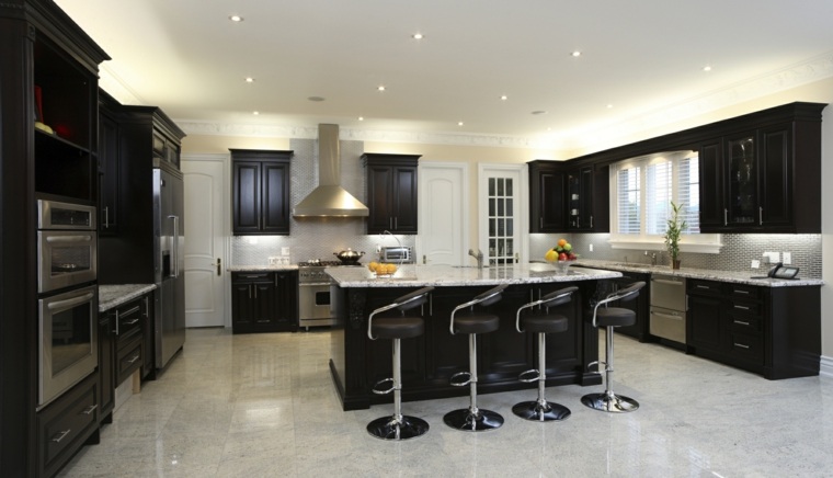 black kitchen and black wooden wood idea