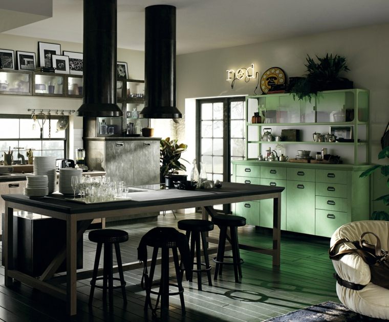 central island kitchen black wood