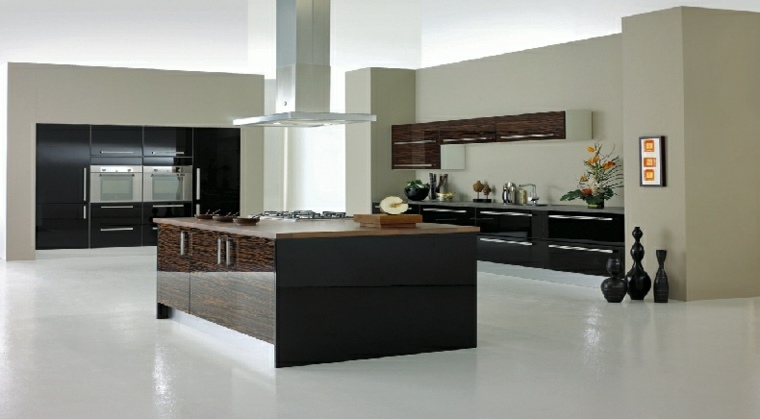 kitchen wood black deco walls