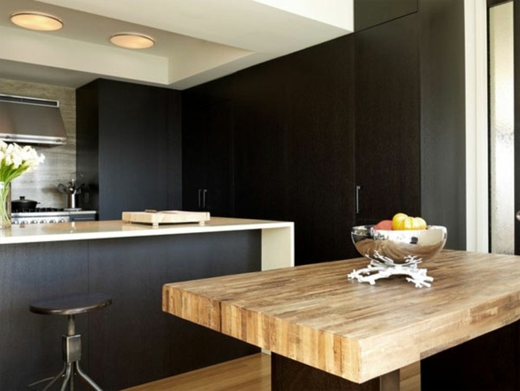 idea kitchen wooden table interior black