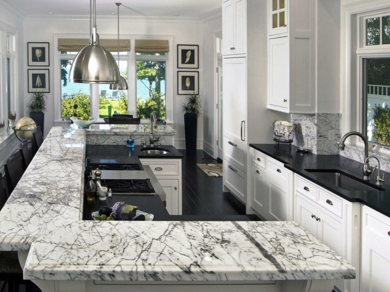 kitchen design black white bar idea marble fixture suspension design