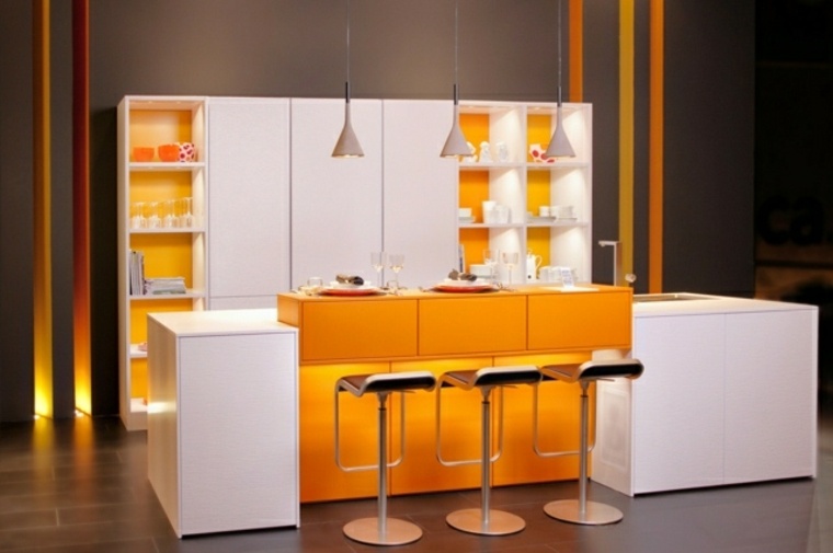 modern kitchen idea design lighting fixture suspension stool design storage cabinet shelves