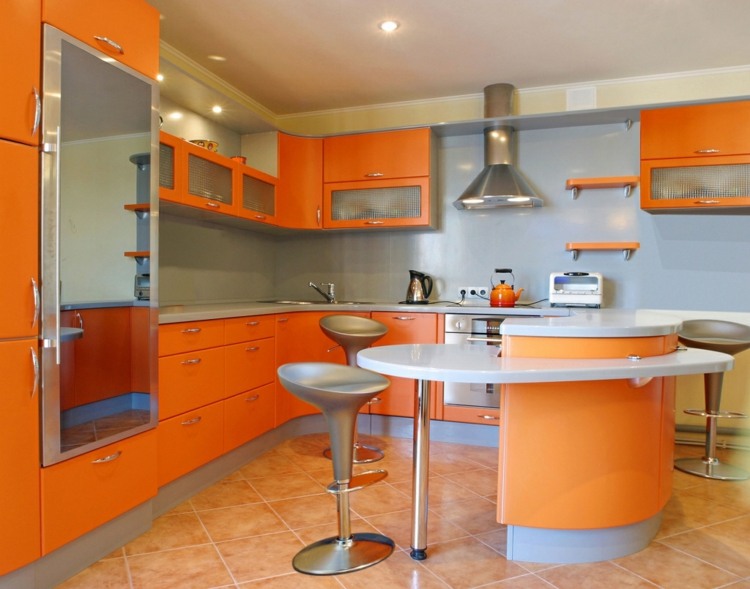 interesting orange kitchen design