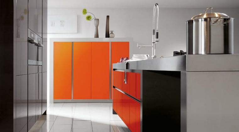 kitchen interior modern furniture orange stainless steel steel kitchen