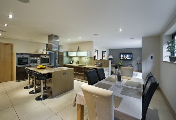 open kitchen on modern dining room
