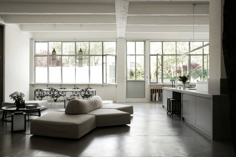open concept living room kitchen loft