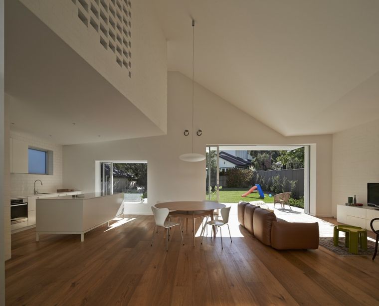 kitchen open to living room ilot-blanc-coin-repas-idee