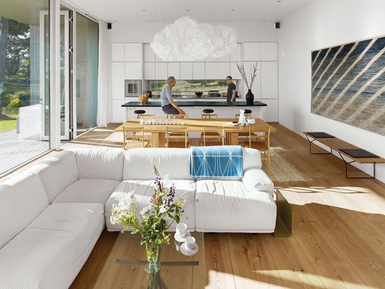 open kitchen on modern living room-coating-wood-furniture-white