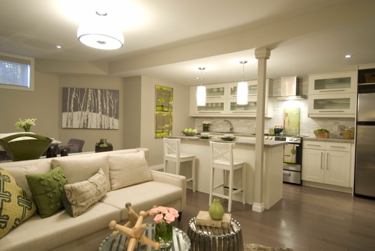 american kitchen open to living room white decoration