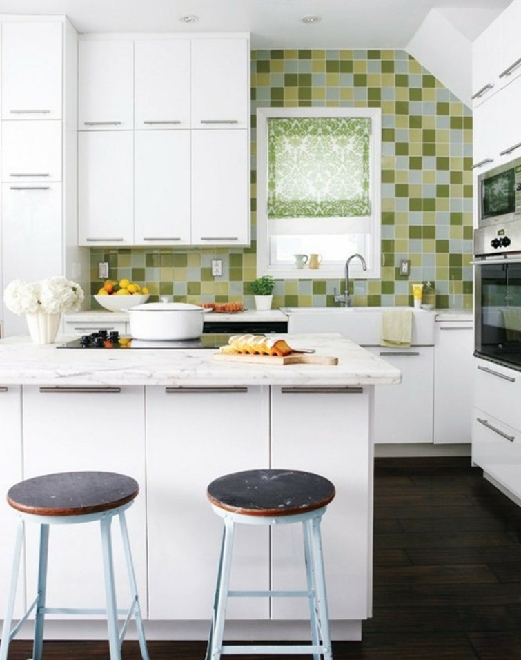 kök liten yta vit grön