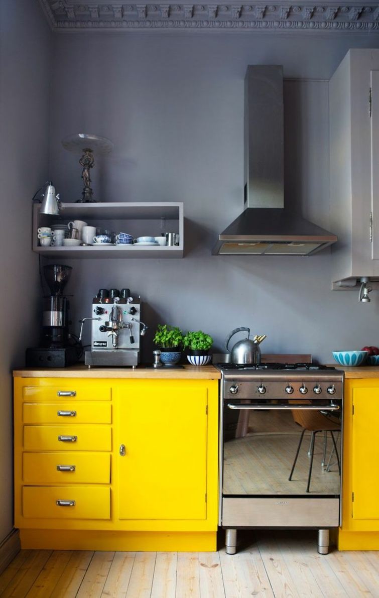 kök liten yta gul grå