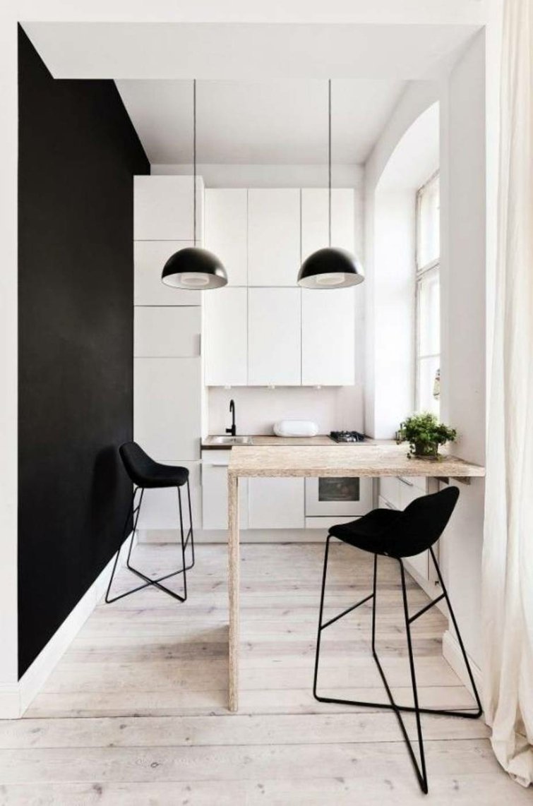 kitchen small surface black white