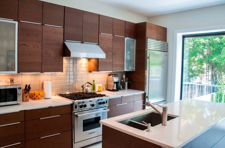 kitchen wood furniture idea trend wall tile