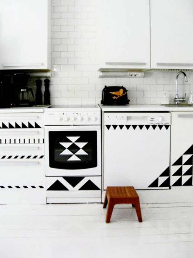 kitchen revamped design black white