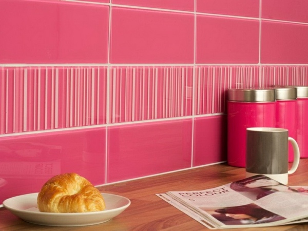 pink kitchen tile