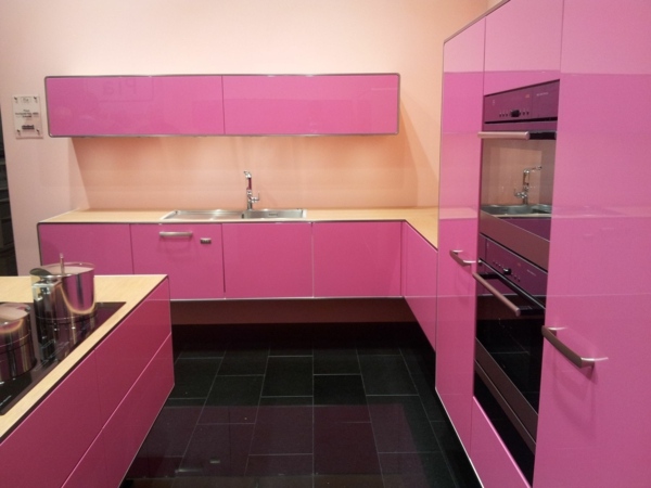 contemporary pink kitchen