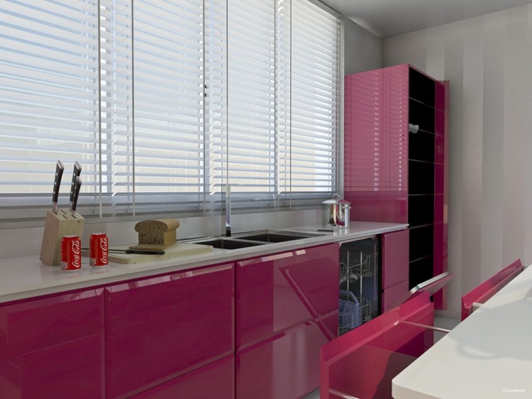 pink kitchen laquered design